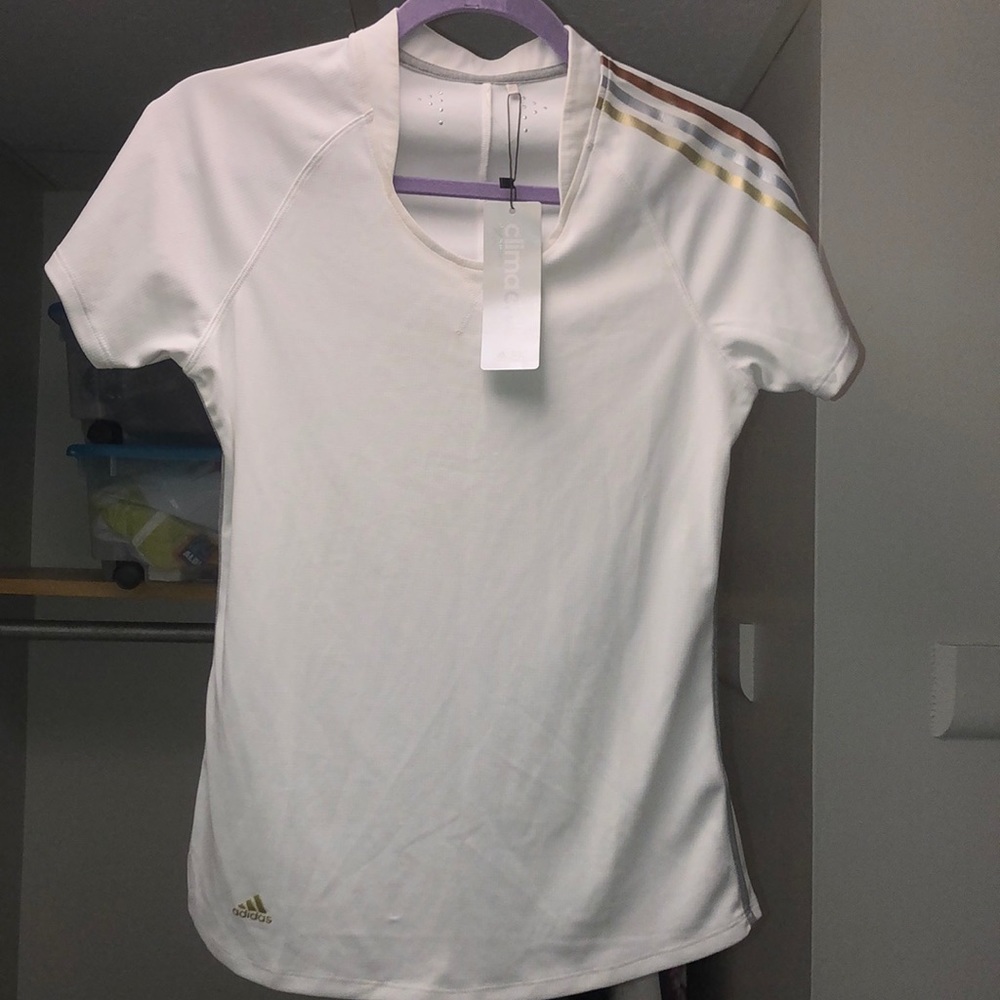 Adidas sports top white with metallic detailing